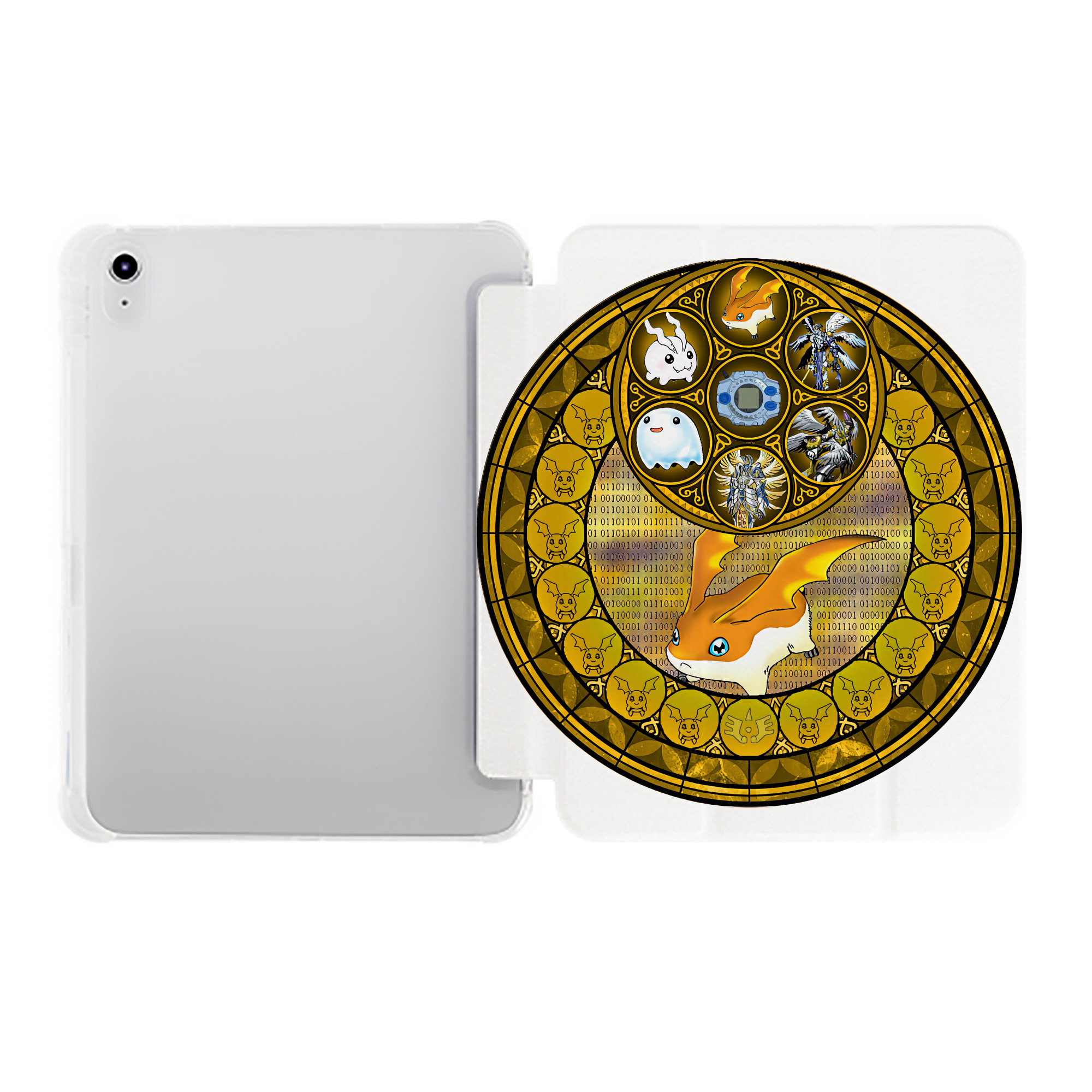 （画像用） Digimon デジタルモンスター/デジモン IPad ケース ペン収納付き 三つ折りスタンド PUレザー×シリコン 対応機種9.5/10.5/10.9インチ